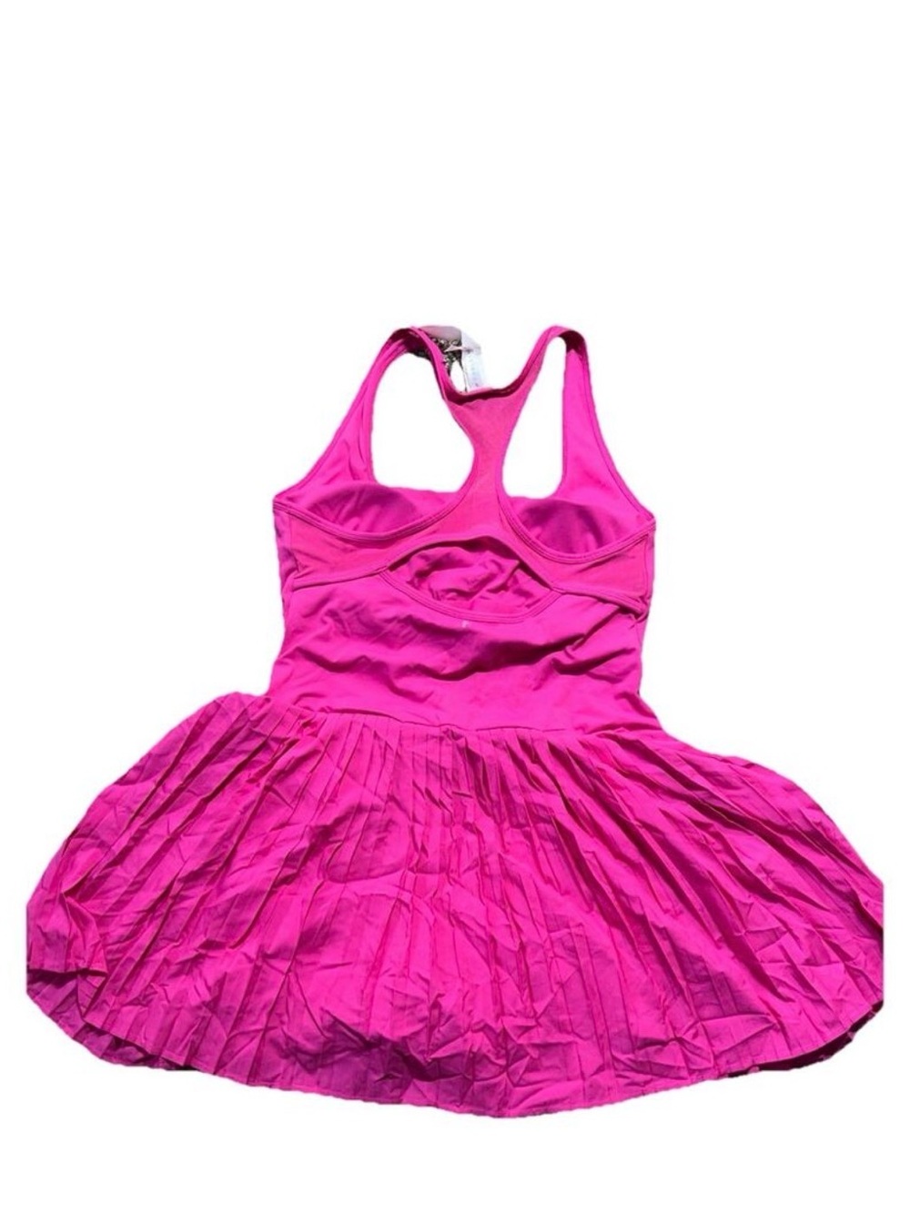 New without tags! Fabletics Hot Pink Racerback Pleated Mini Dress built in short